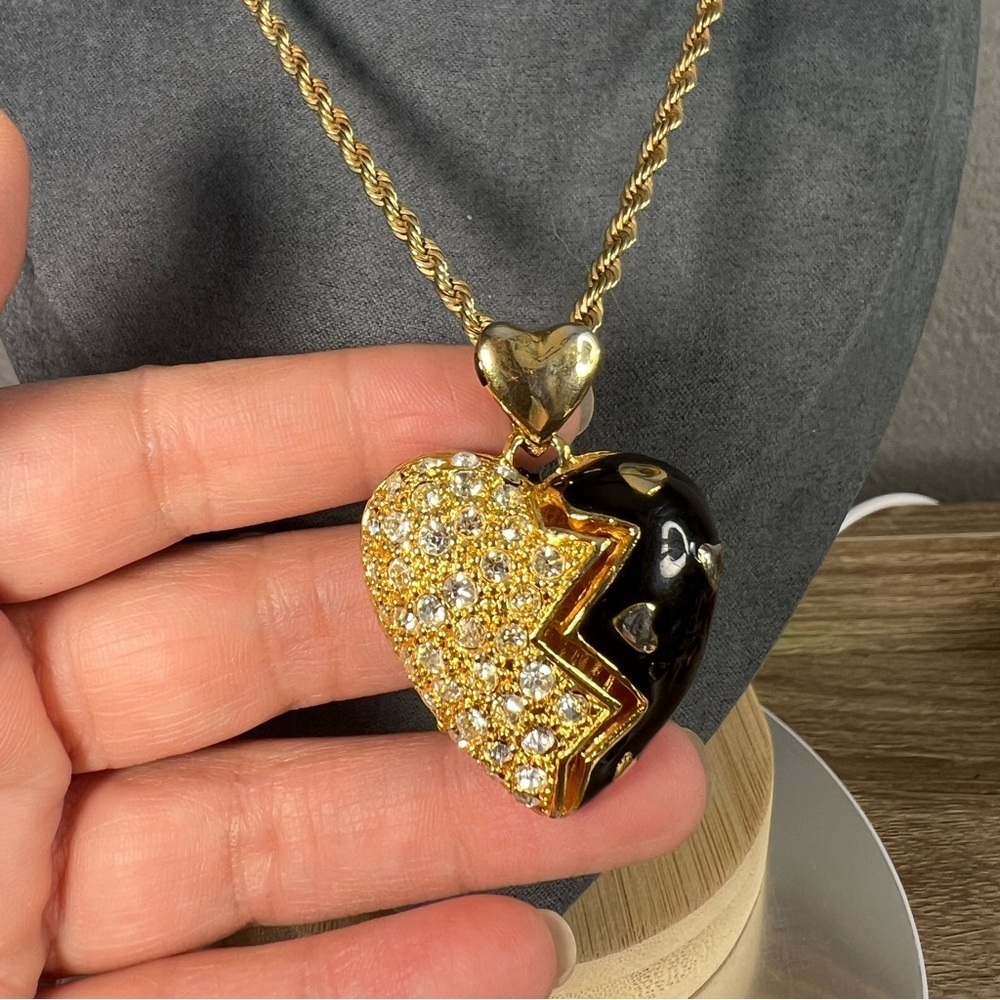 Vintage American showcase Swarovski crystal heart -broken heart double sided - Picture 3 of 5